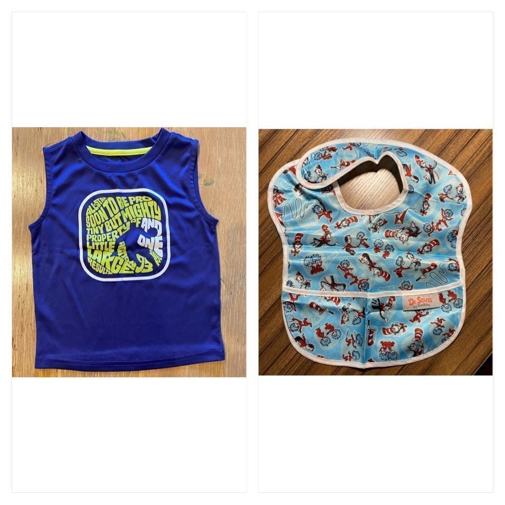 Boys Summer Tank Top Bundle, Dr. Seuss Bib. And1 Sleeveless Shirt 18M.